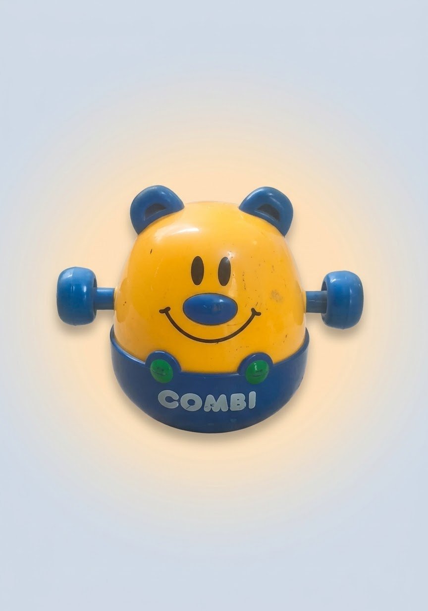 Combi Japan Cute Bear Roly-Poly Wobble Toy – Infant Rattle & Balance Toy image 1