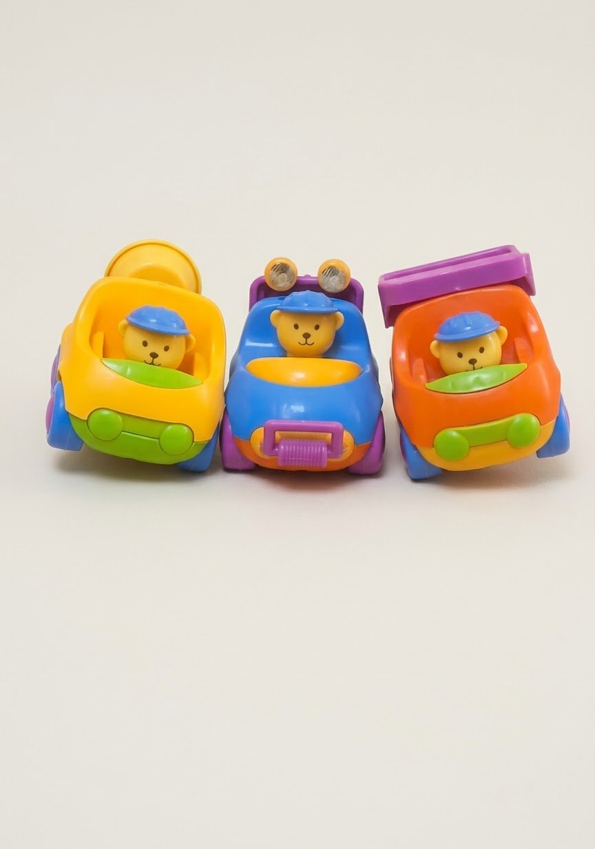 Cute Teddy Bear Driver Toy Vehicles Playset – Pack of 3 Cartoon Cars image 1