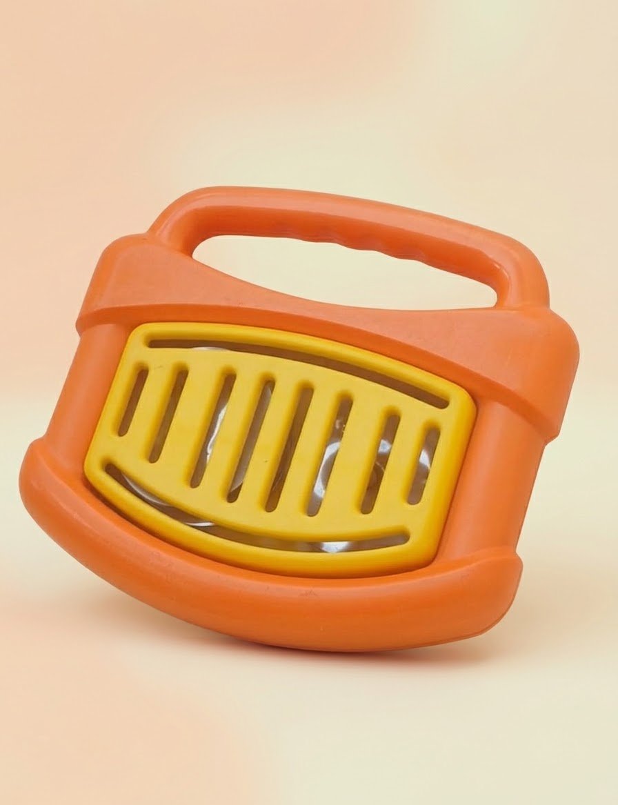 Cute Handheld Baby Tambourine Toy – Orange & Yellow Musical Jingle Rattle image 1