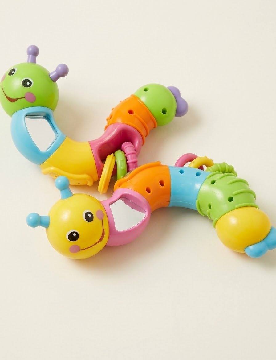 Cute Twistable Caterpillar Baby Rattle Toy Set – Pack of 2 Sensory Toys image 1
