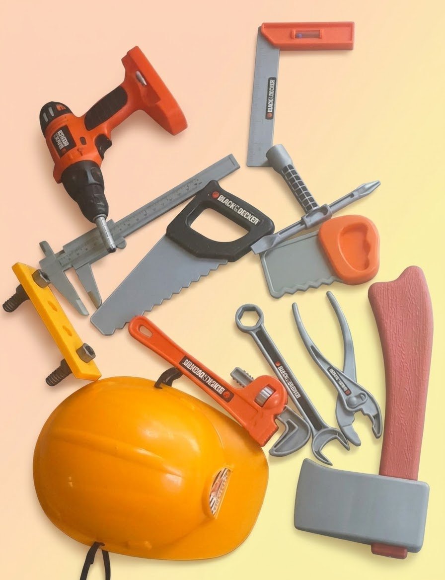 Premium Black & Decker Kids Construction Tool Set with Safety Helmet – 13 Pc Pretend Play Set image 1