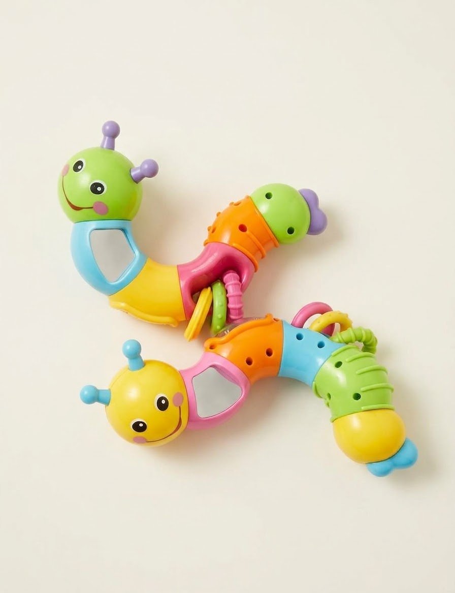 Cute Twistable Caterpillar Baby Rattle Toy Set – Pack of 2 Sensory Toys image 2