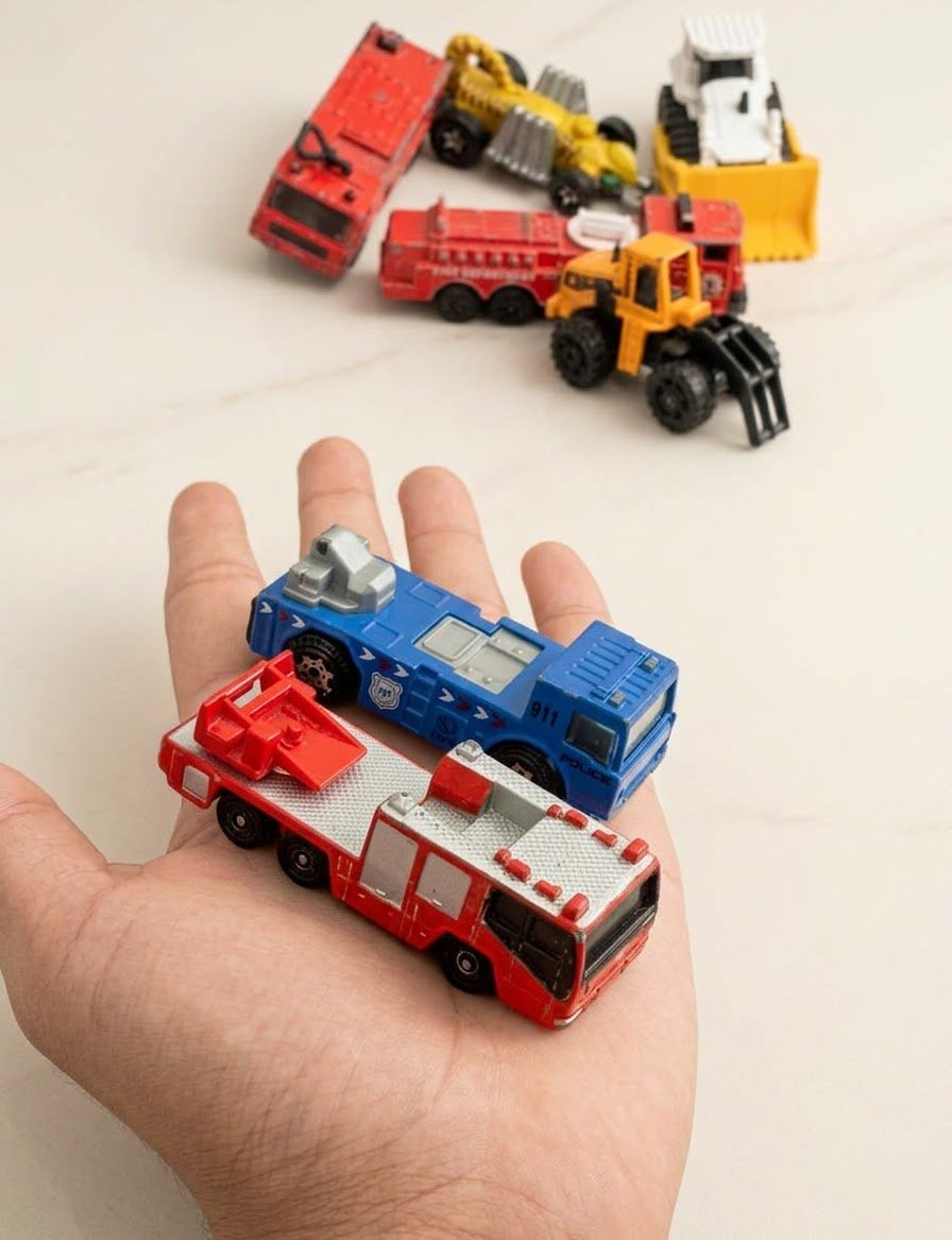 Mini Die-Cast Construction & Fire Engine Toy Vehicles Playset for Kids image 2