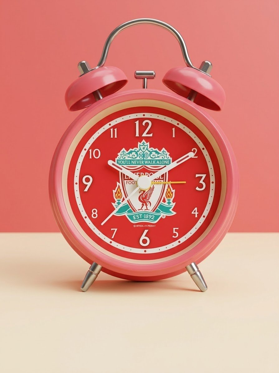 Official Liverpool FC Twin Bell Alarm Clock – Vintage Style Loud Metal Desk Clock image 1