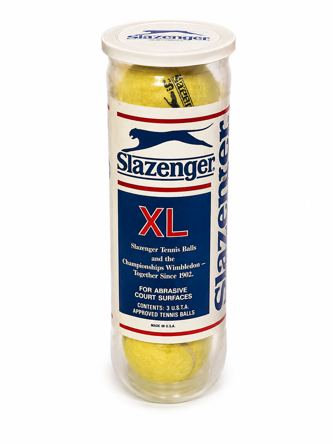 Vintage Slazenger XL Tennis Balls Canister – 3 Balls – Made in USA image 1