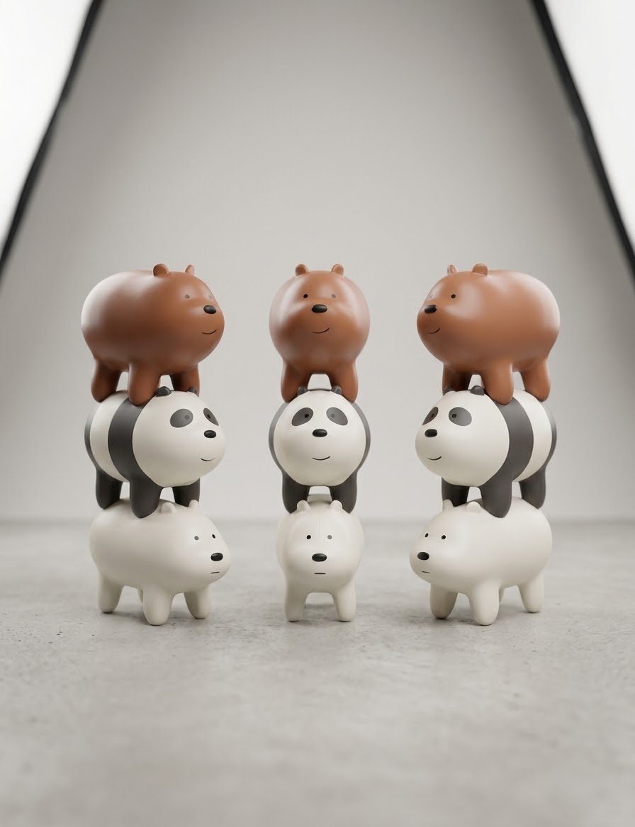 We Bare Bears Stacking Mini Figures – Cute Home Decor Showpiece & Desk Accent image 2