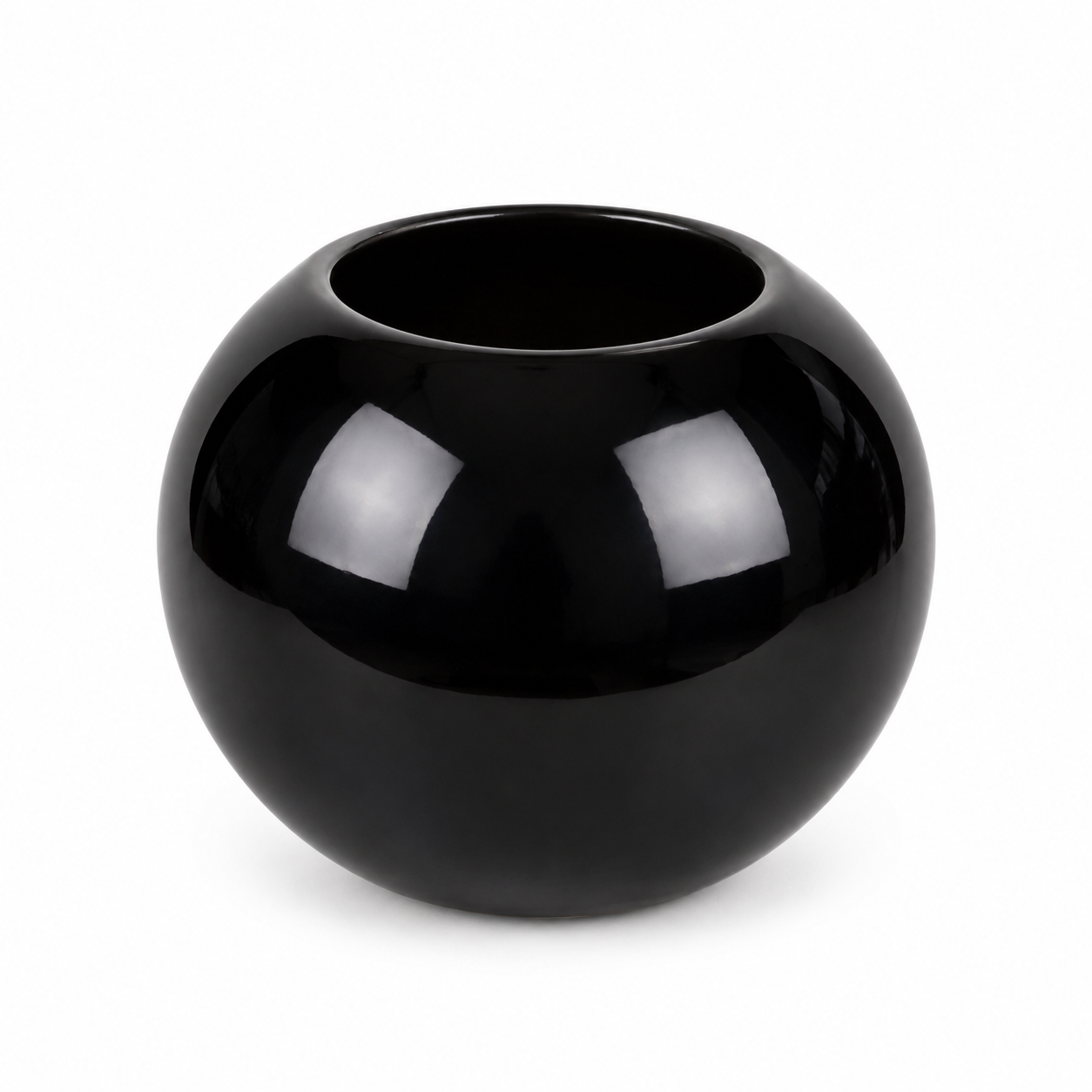 Set of 2 Black Glossy Decorative Ceramic Pots / Vases – Modern Home Decor image 3