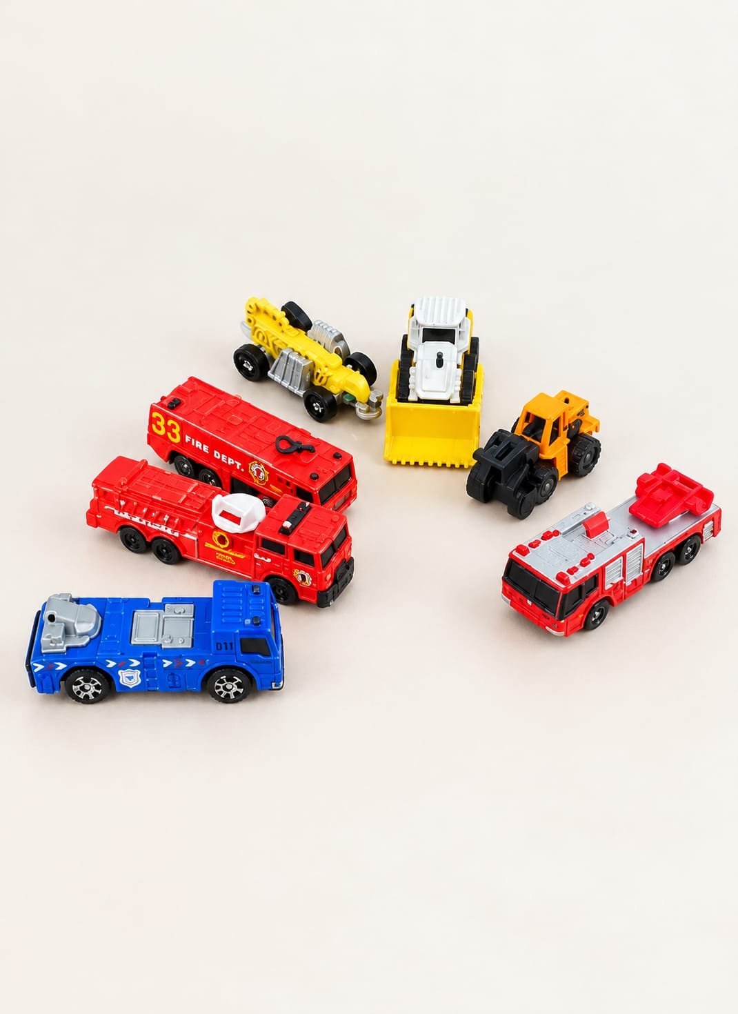 Mini Die-Cast Construction & Fire Engine Toy Vehicles Playset for Kids image 1