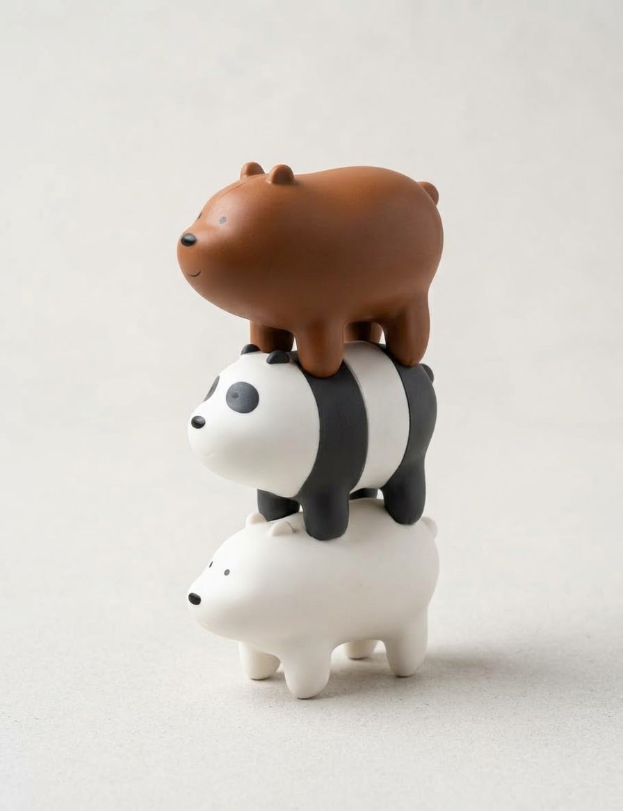 We Bare Bears Stacking Mini Figures – Cute Home Decor Showpiece & Desk Accent image 1