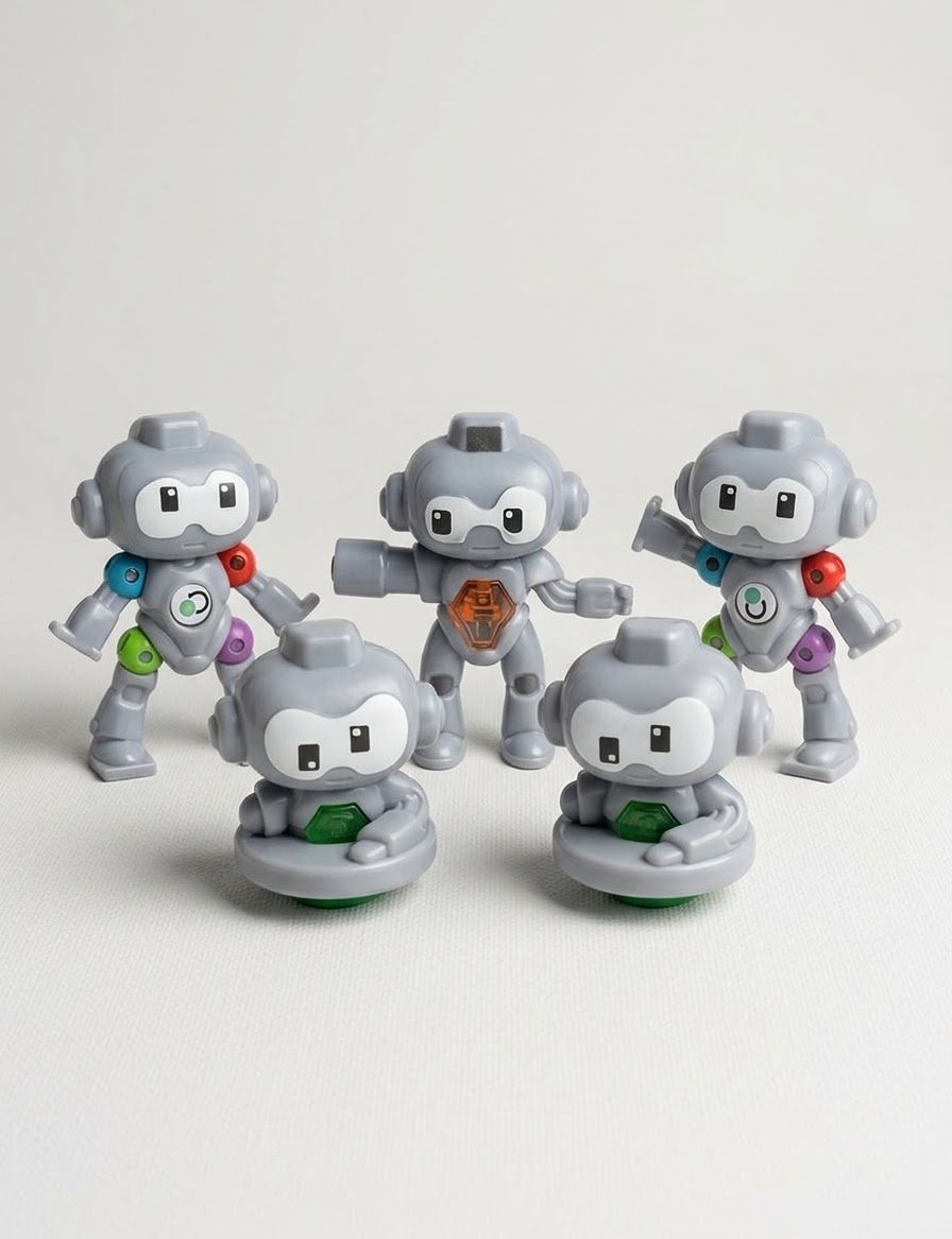5-Piece Mini Robot Toy Figures Set – Cute Robot Statues for Study Table & Room Decor image 1