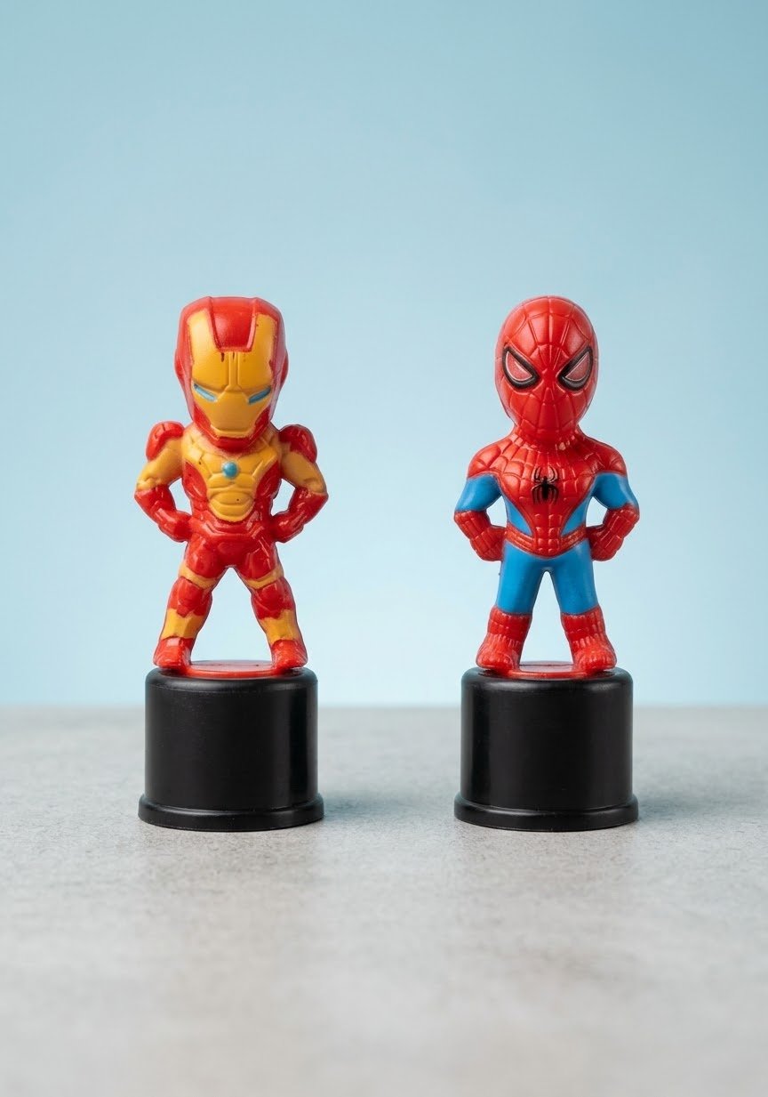 Mini Marvel Superhero Figures Set – Iron Man & Spider-Man Stand Figures (Pack of 2) image 1