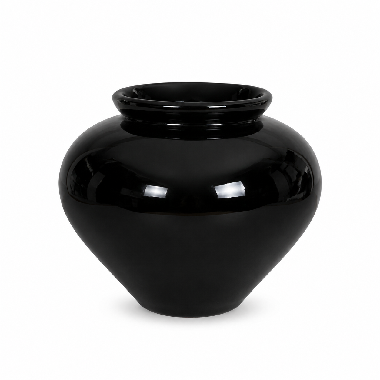 Set of 2 Black Glossy Decorative Ceramic Pots / Vases – Modern Home Decor image 2